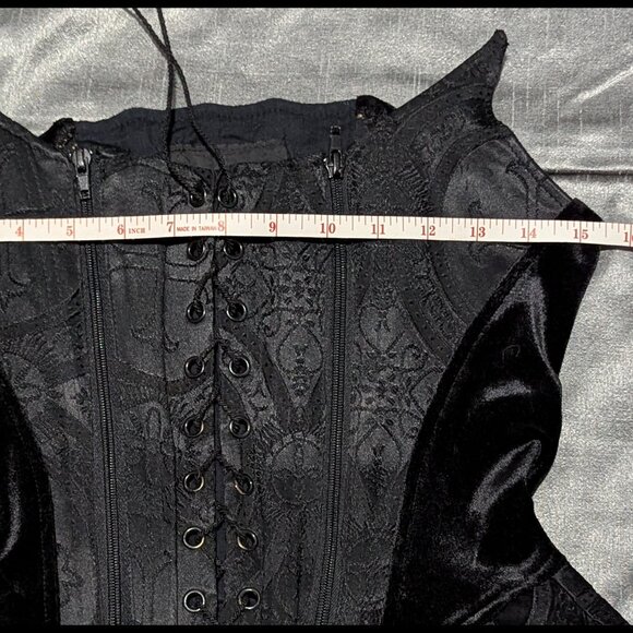 Vintage Lip Service Velvet Cathedral Peplum Bustier Black Medium - Picture 6 of 11